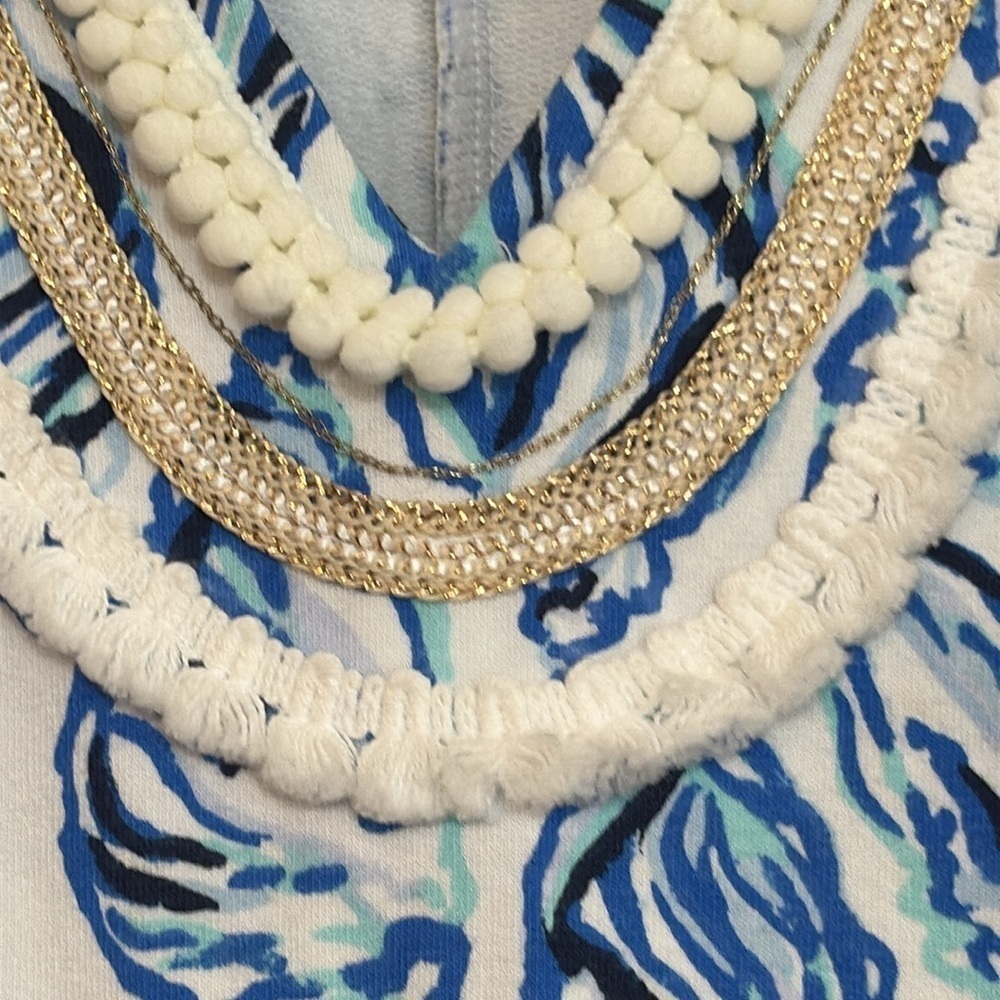 Lilly Pulitzer | Harper Blue White Conch Shell Pattern Tropical Shift Dress XXS - Picture 6 of 17